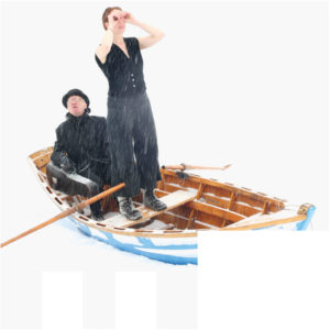 Kate Story and Curtis Dreidger in a boat.