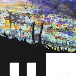 a painting of a night skyline by Sonia Gemmiti
