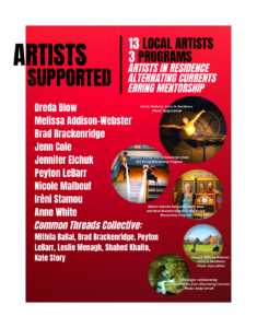 Artists Supported page from Wrapping up 2020