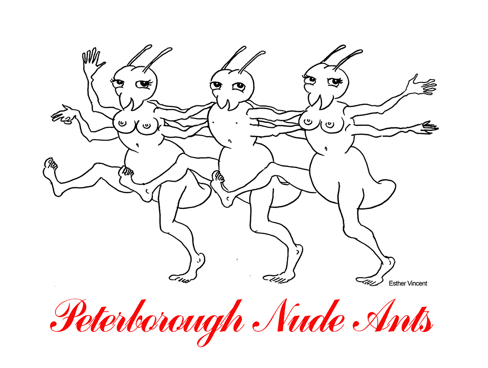 Drawn of nude ants dancing